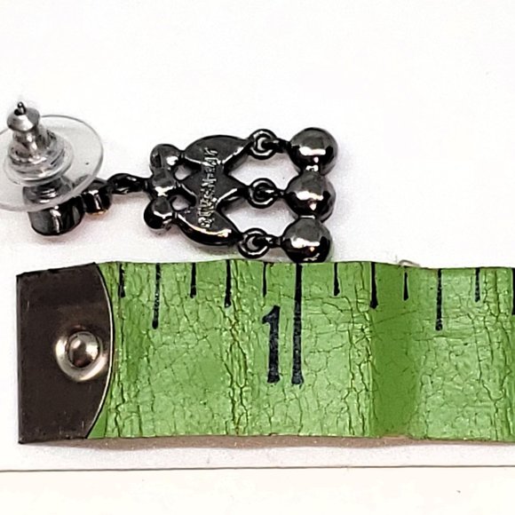 Vintage Givenchy 1" Pink Sparkling Dangle Drop Earrings in Gun Metal - Picture 7 of 7